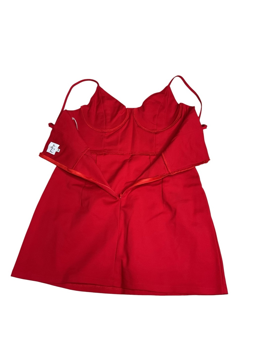 Polly Red Fit & Flare Mini Dress Size 14 Bustier Party Dress - Picture 5 of 7